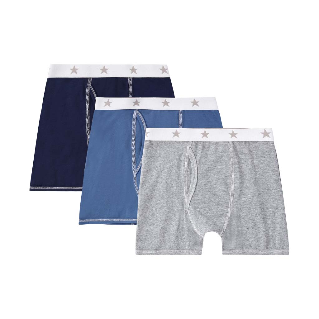 Boy Jersey 3pc Boxer - (Grey,Blue,Navy)