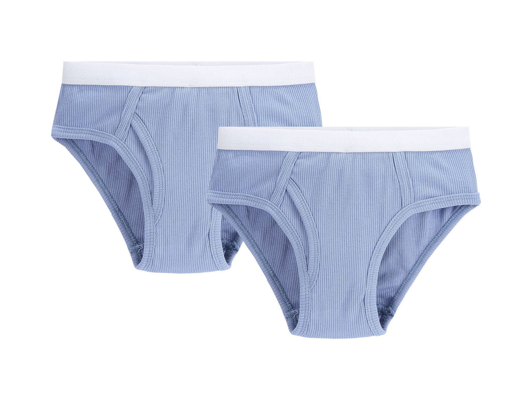 Boy Ribbed 2pc Brief - Blue