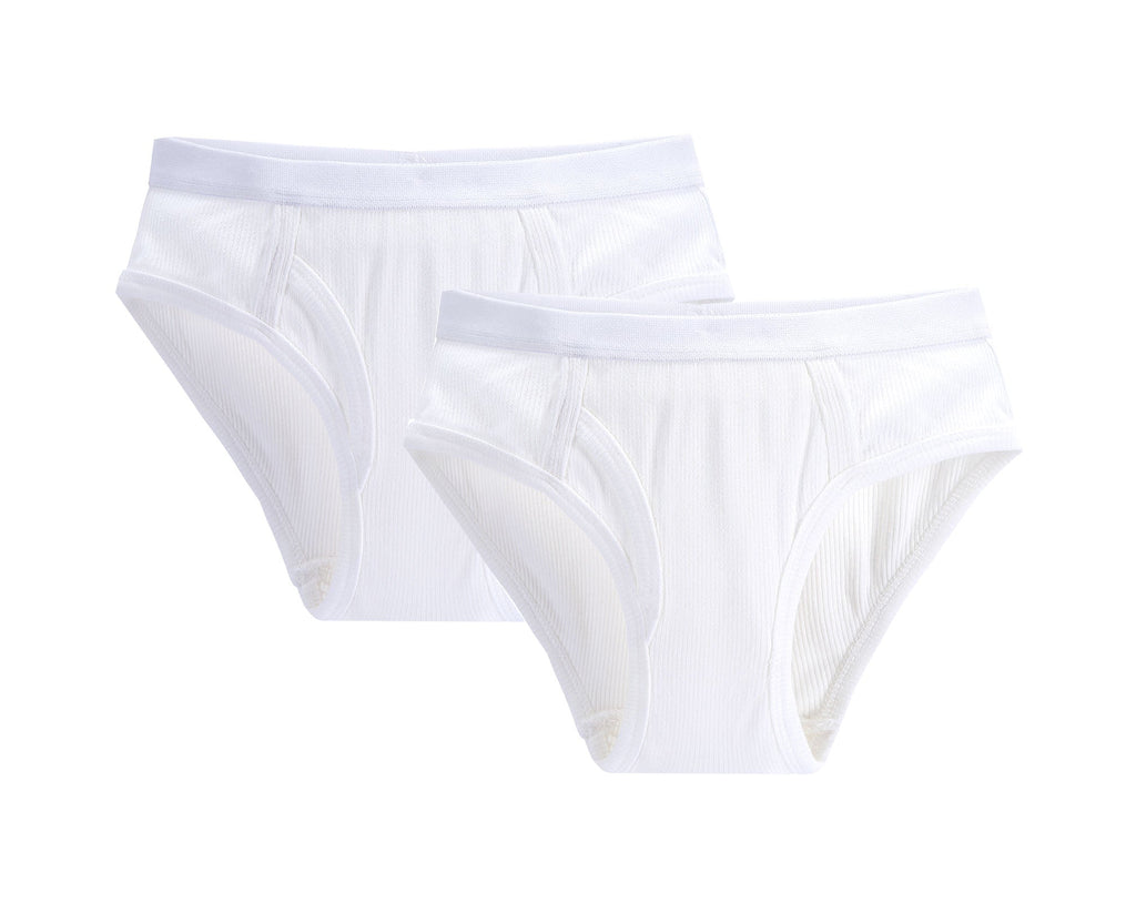 Boy Ribbed 2pc Brief - White