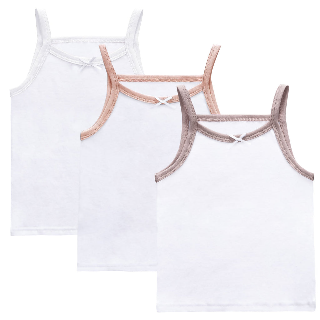 Girl Jersey 3pc Undershirt - White/Trim (Mauve,Pink,White)