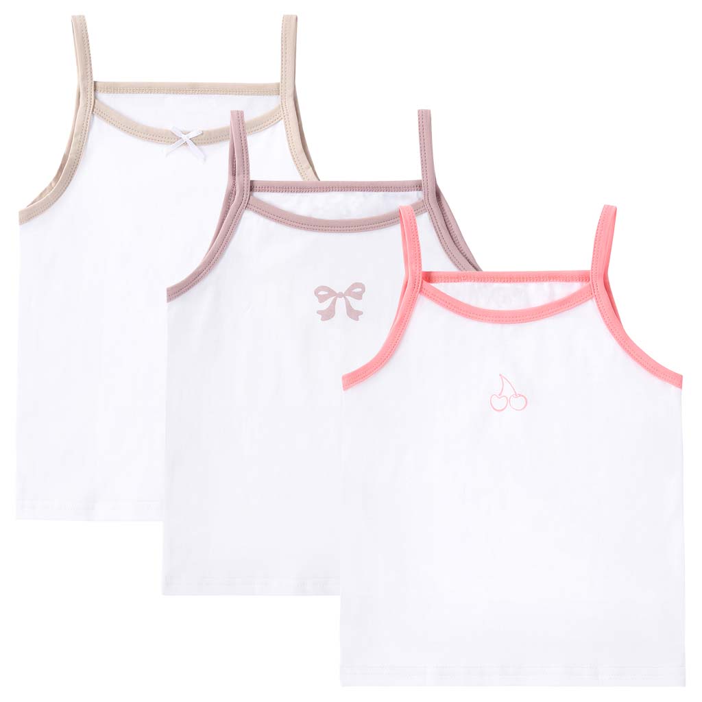 Girl Jersey 3pc Undershirt - Print (Cherry,Mauve,Tan)