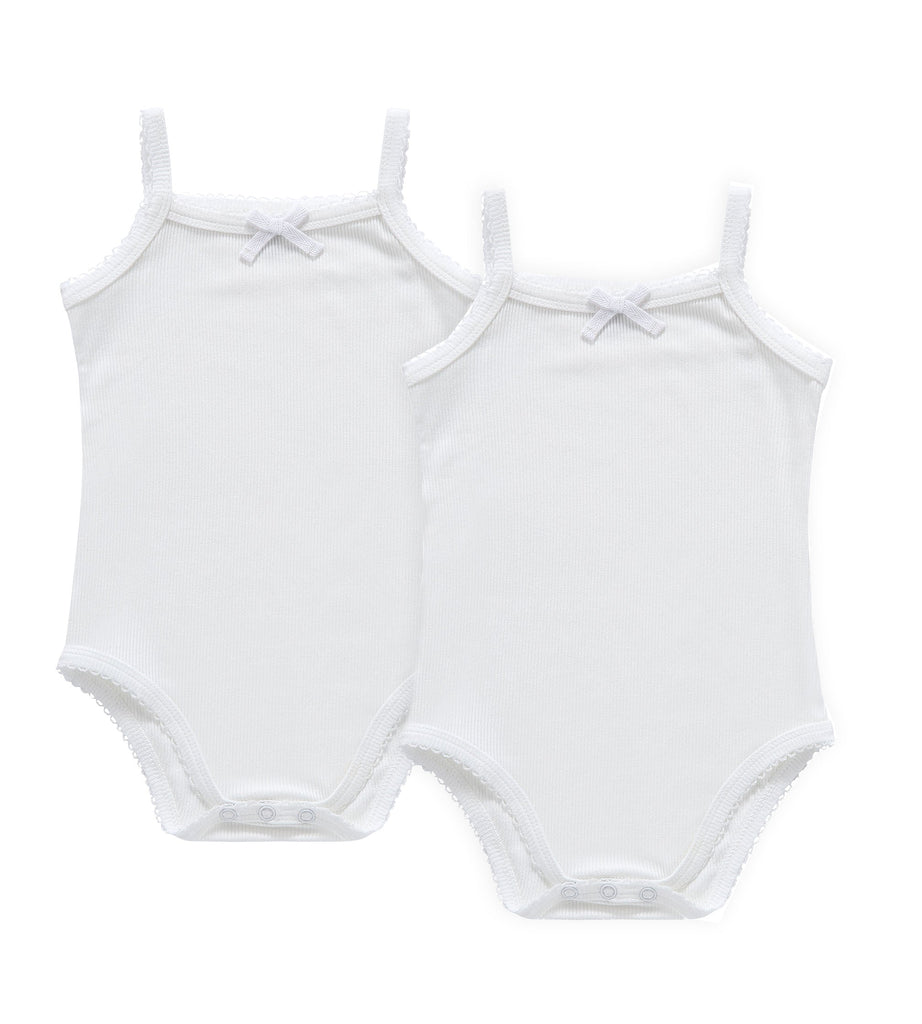 Baby Ribbed 2pc Bodysuit with Bow - White