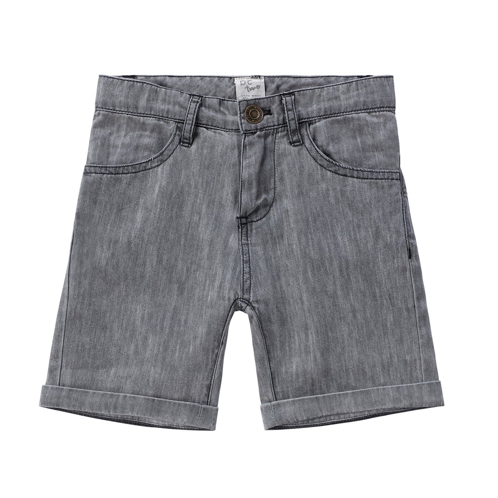 Boys Grey Denim Wash Shorts