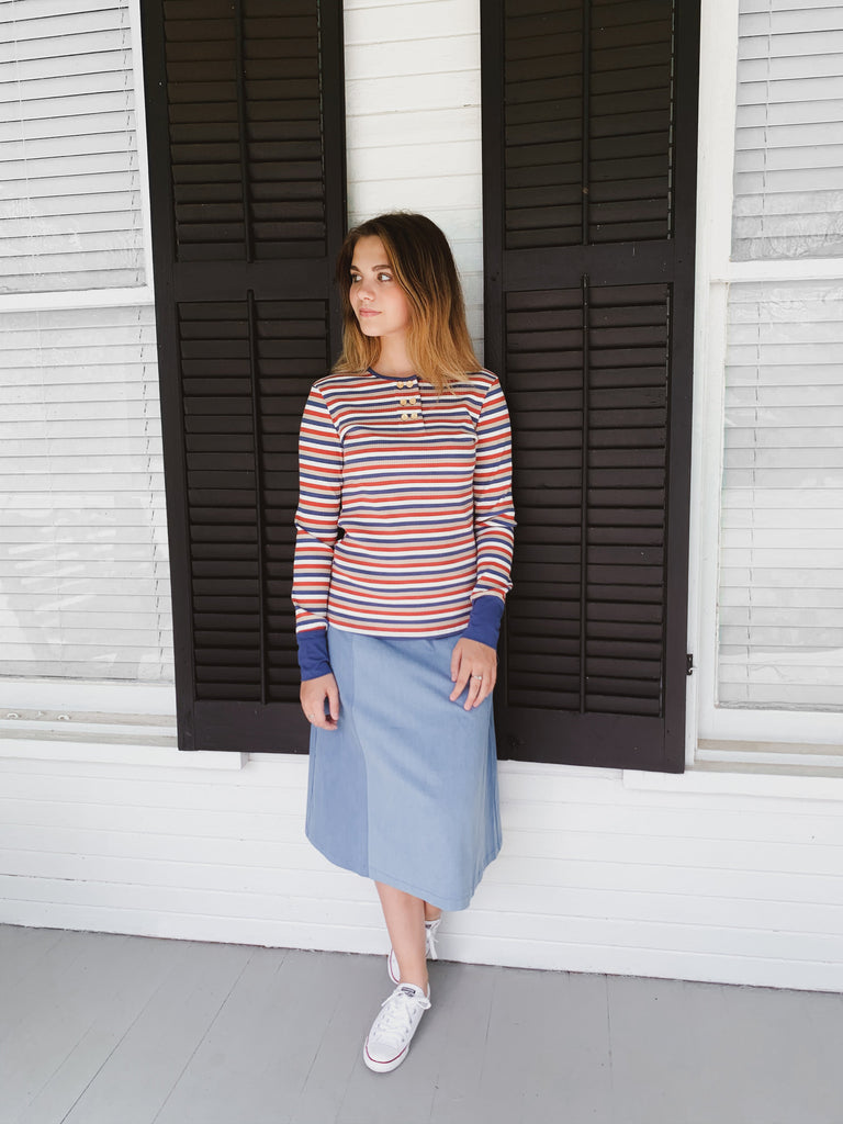 Denim Colorblock Skirt