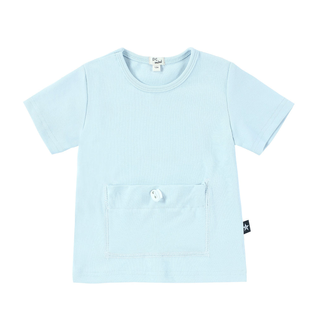 Light Blue T-shirt with Toggle Pocket Detail