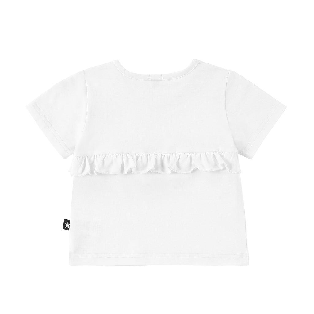 White T-shirt with  Ruffle Detail